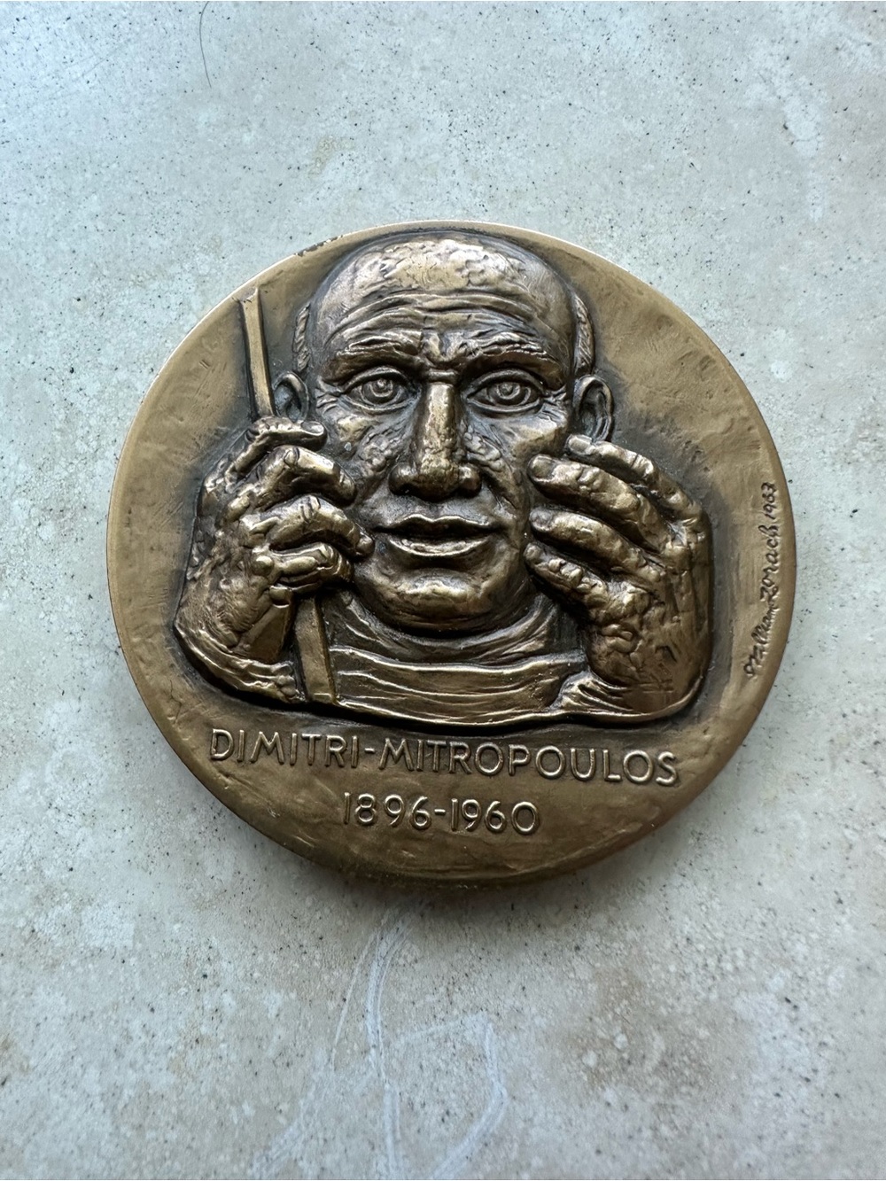 Rare collectible Dimitri Mitropoulos Bronze Commemorative Medal